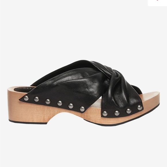 Kelsi Dagger Brooklyn Sprinter black clog slide sandal leather up stud open toe - Picture 4 of 16